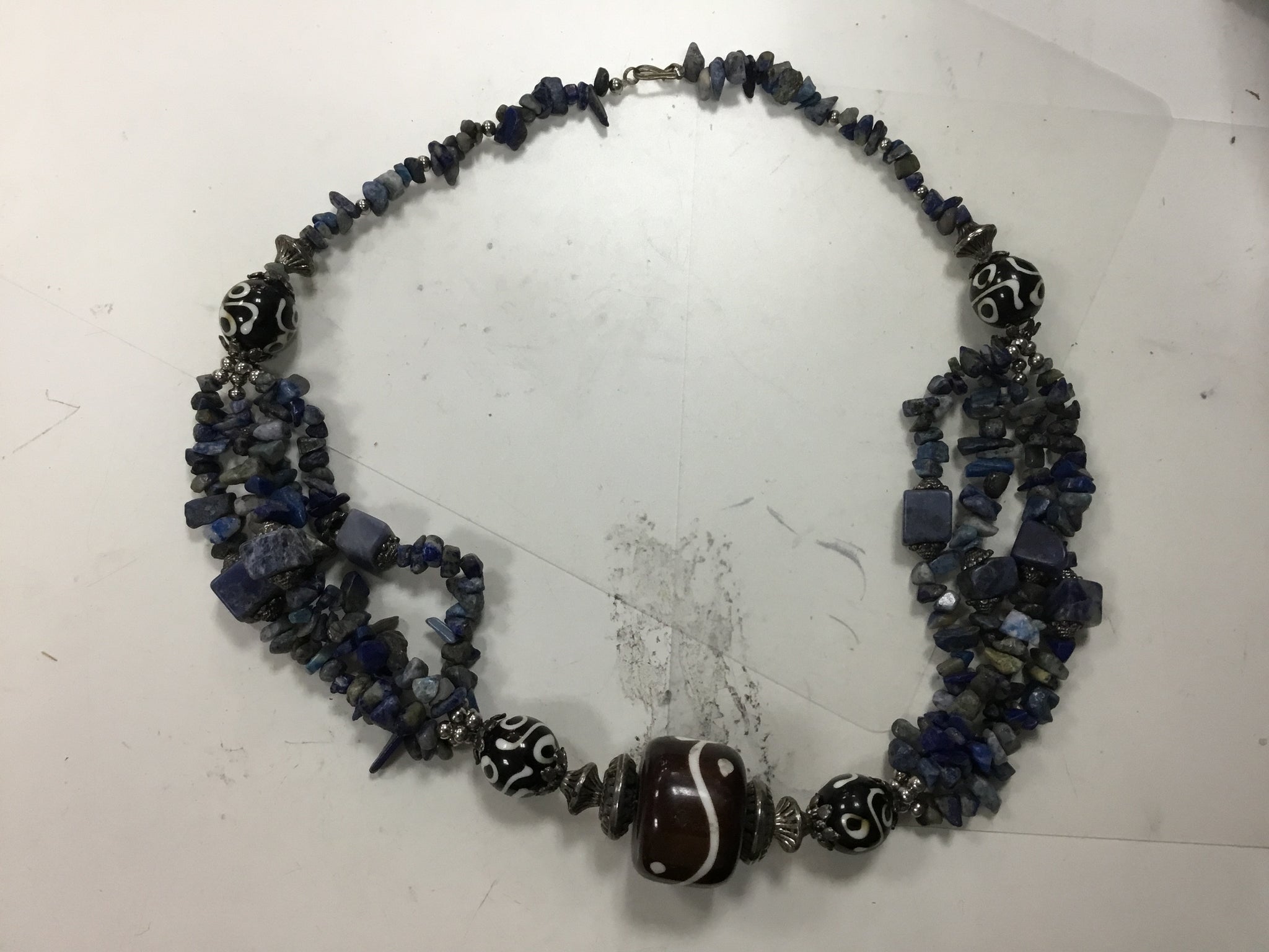 Blue Stone and Metal Necklace