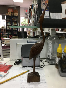 Wood carved crane
