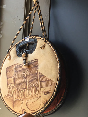 Bag with bowls drawn on them