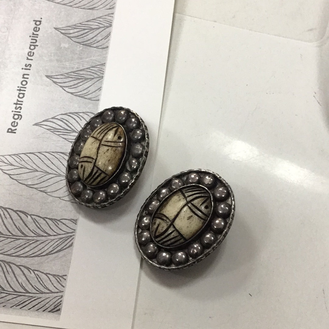 Bone and circle earrings