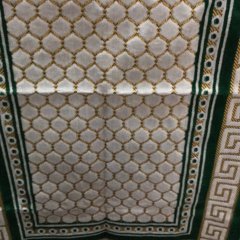 Green and gold prayer rug