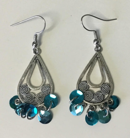 Blue sequin earrings