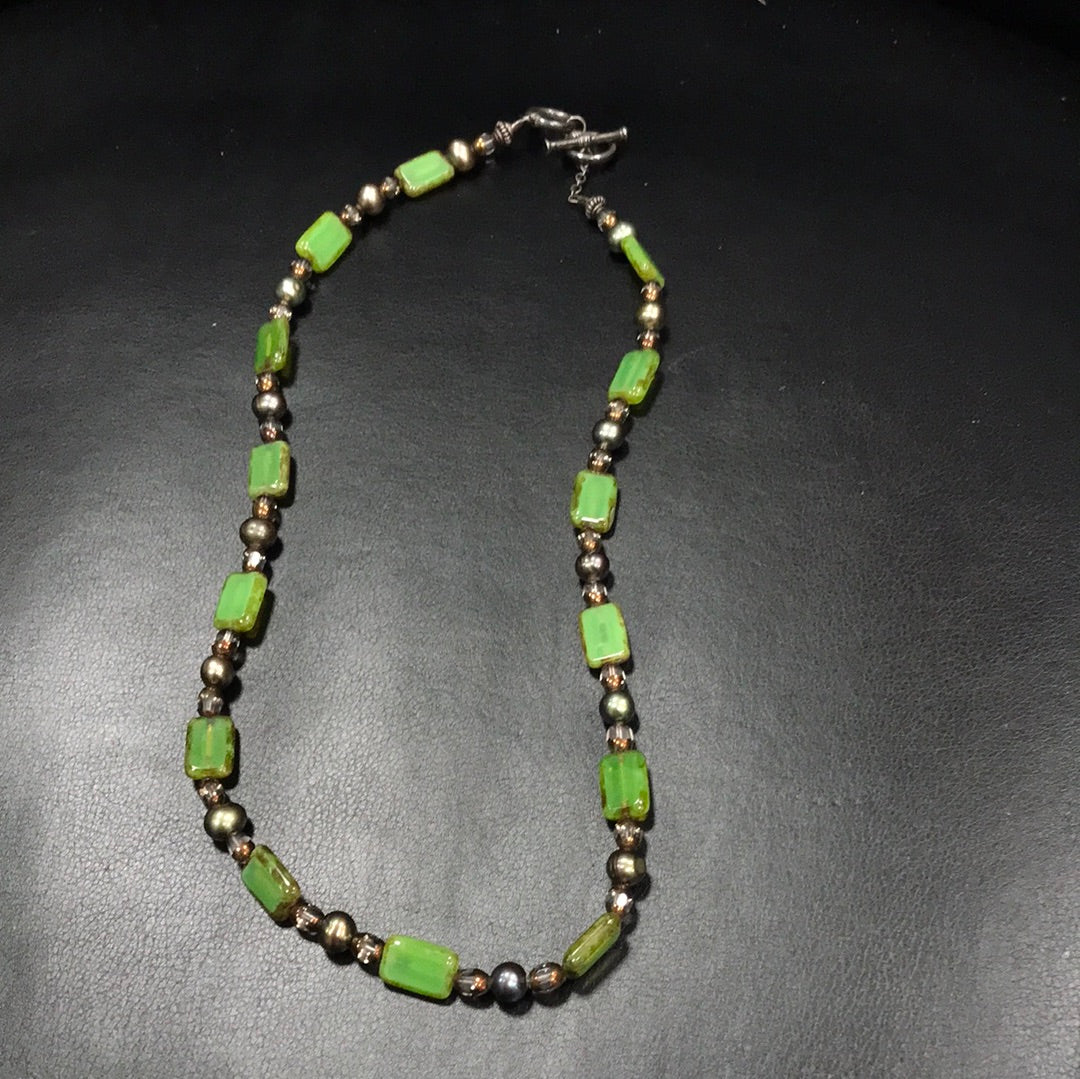 Green bead necklace