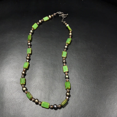 Green bead necklace