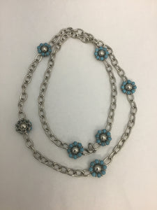 Tourquise & Metal Chain Necklace