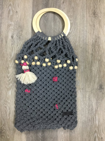 Grey Macrame Purse