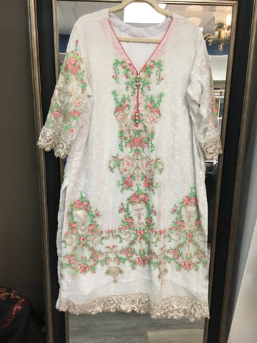 White embroidered dress & scarf