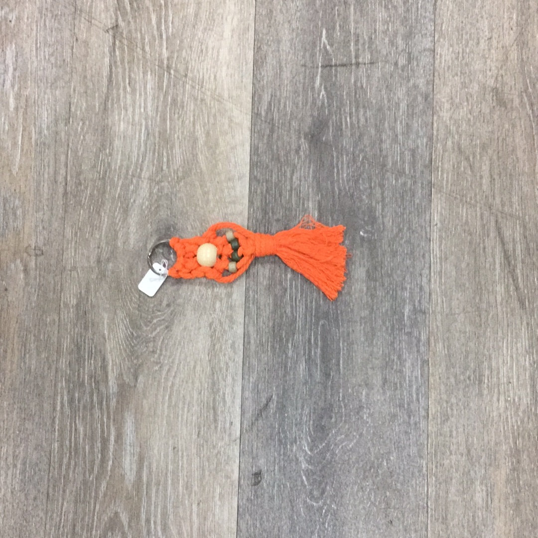 Orange Macrame Keychain
