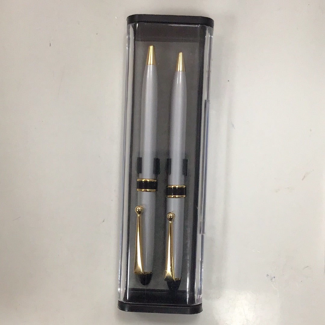 Pen set grey and gold