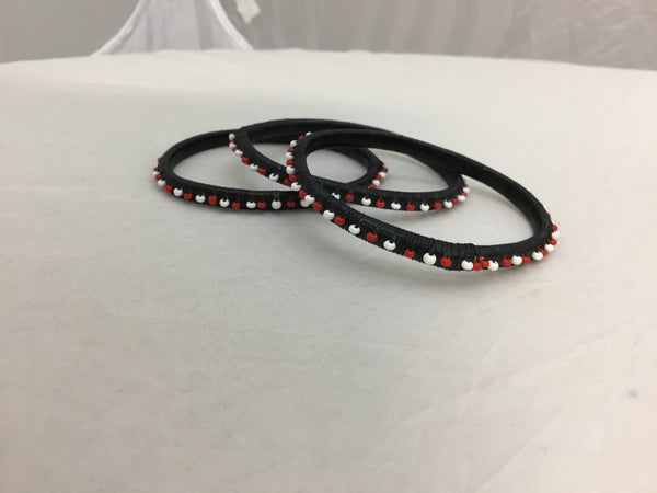 Three Black/Red/White Bracelets