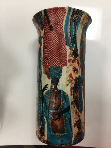 Hand decorated African vase