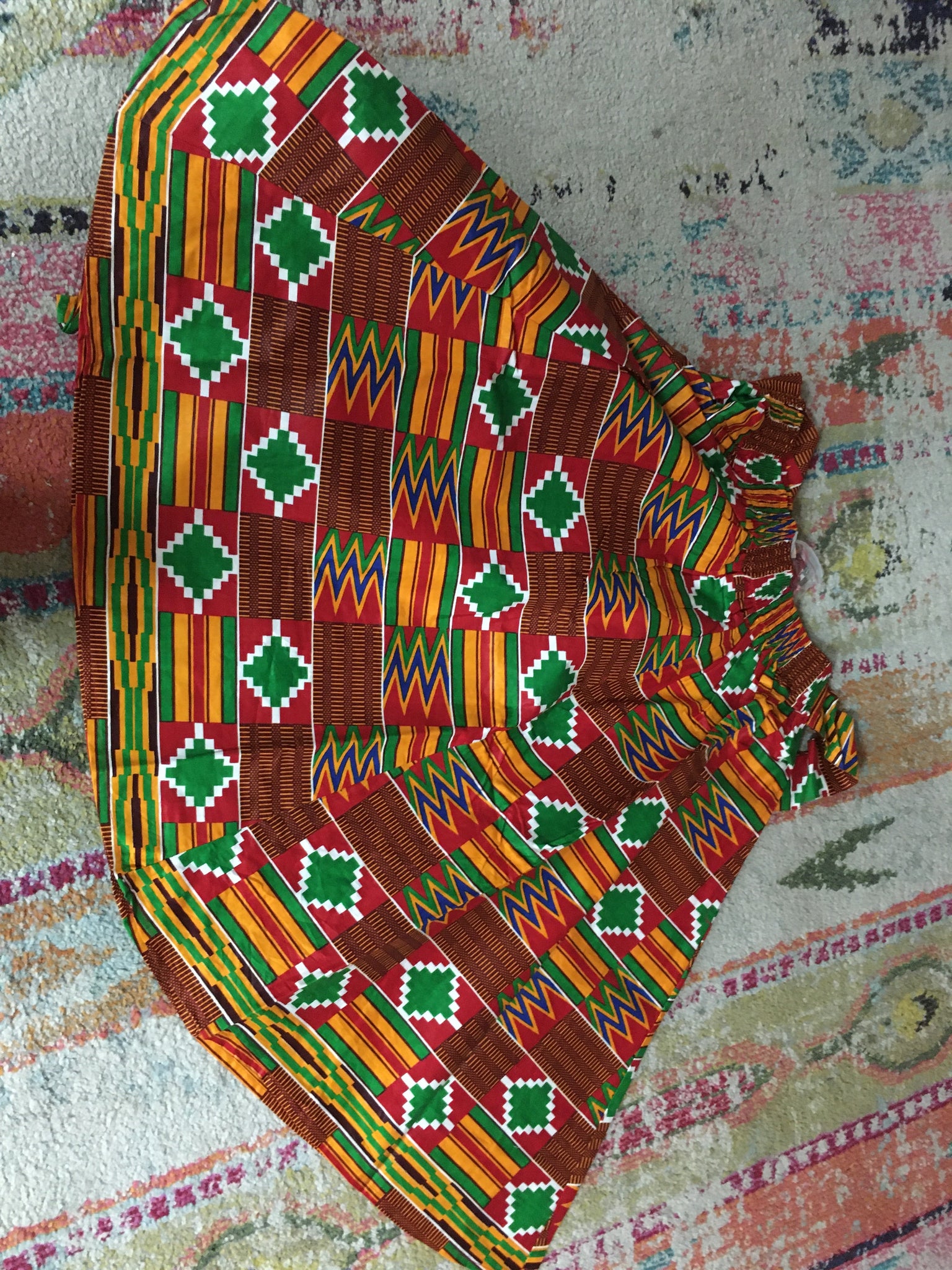 Red and green African skirt