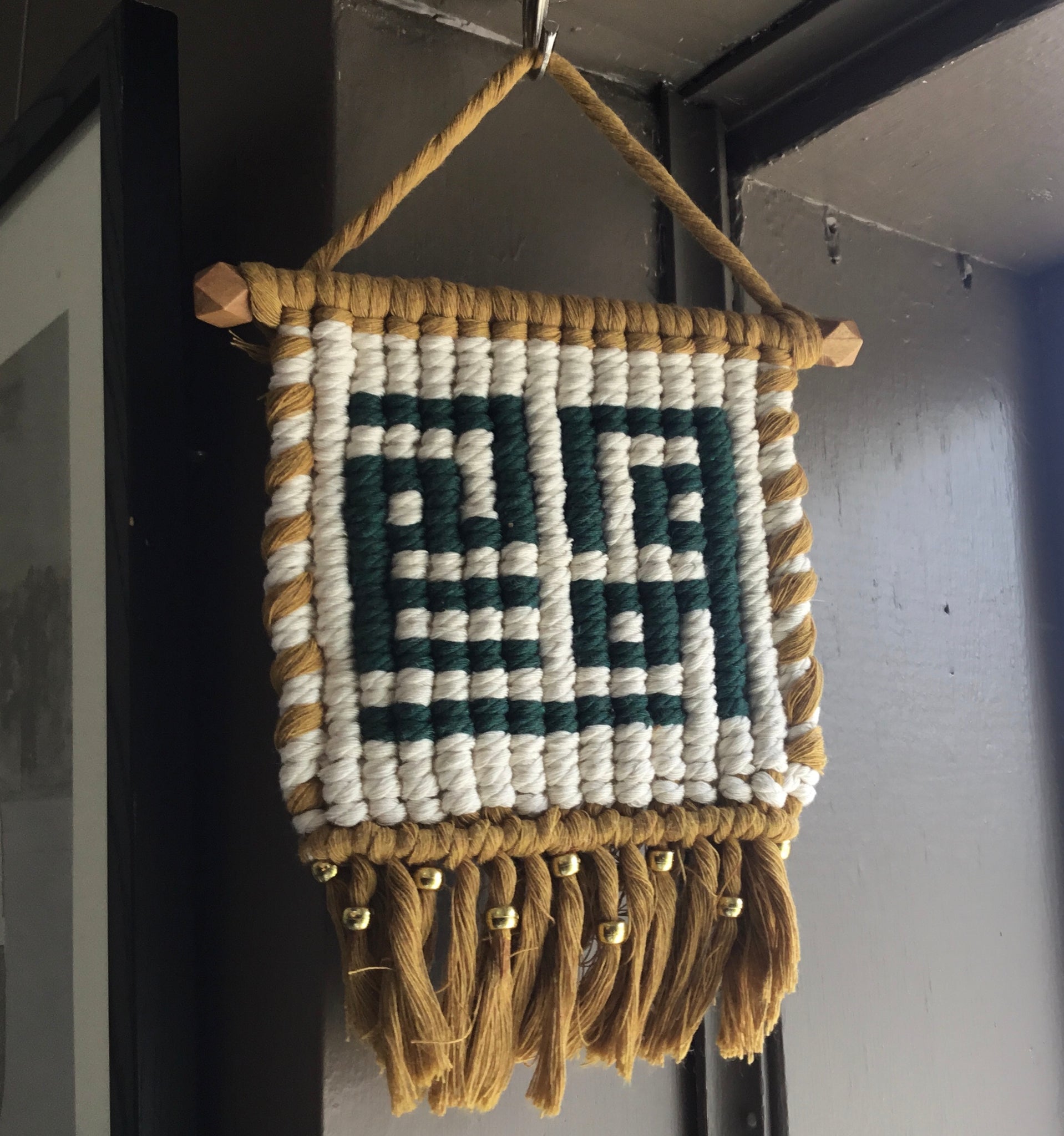 Green & White Arabic Macrame