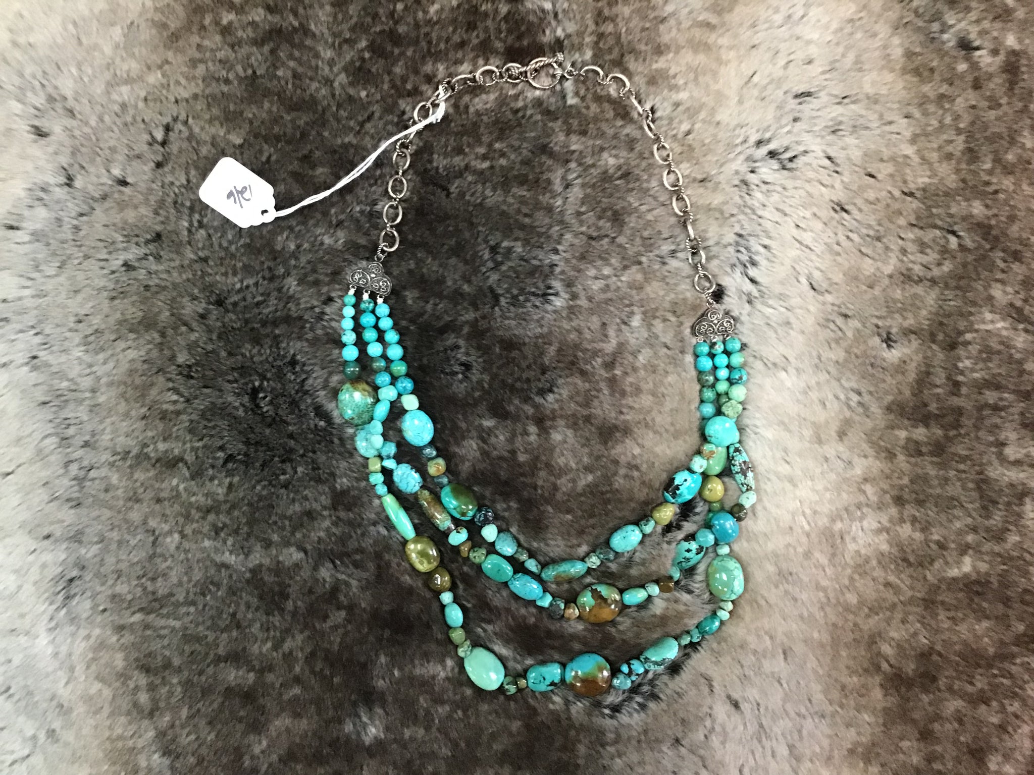 Turquoise Necklace with Sterling Silver Chain