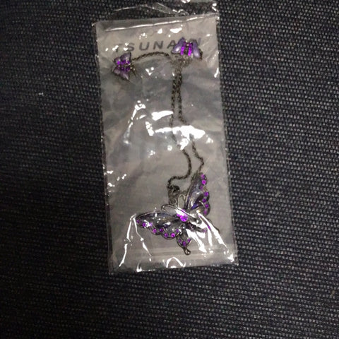 Purple butterfly necklace