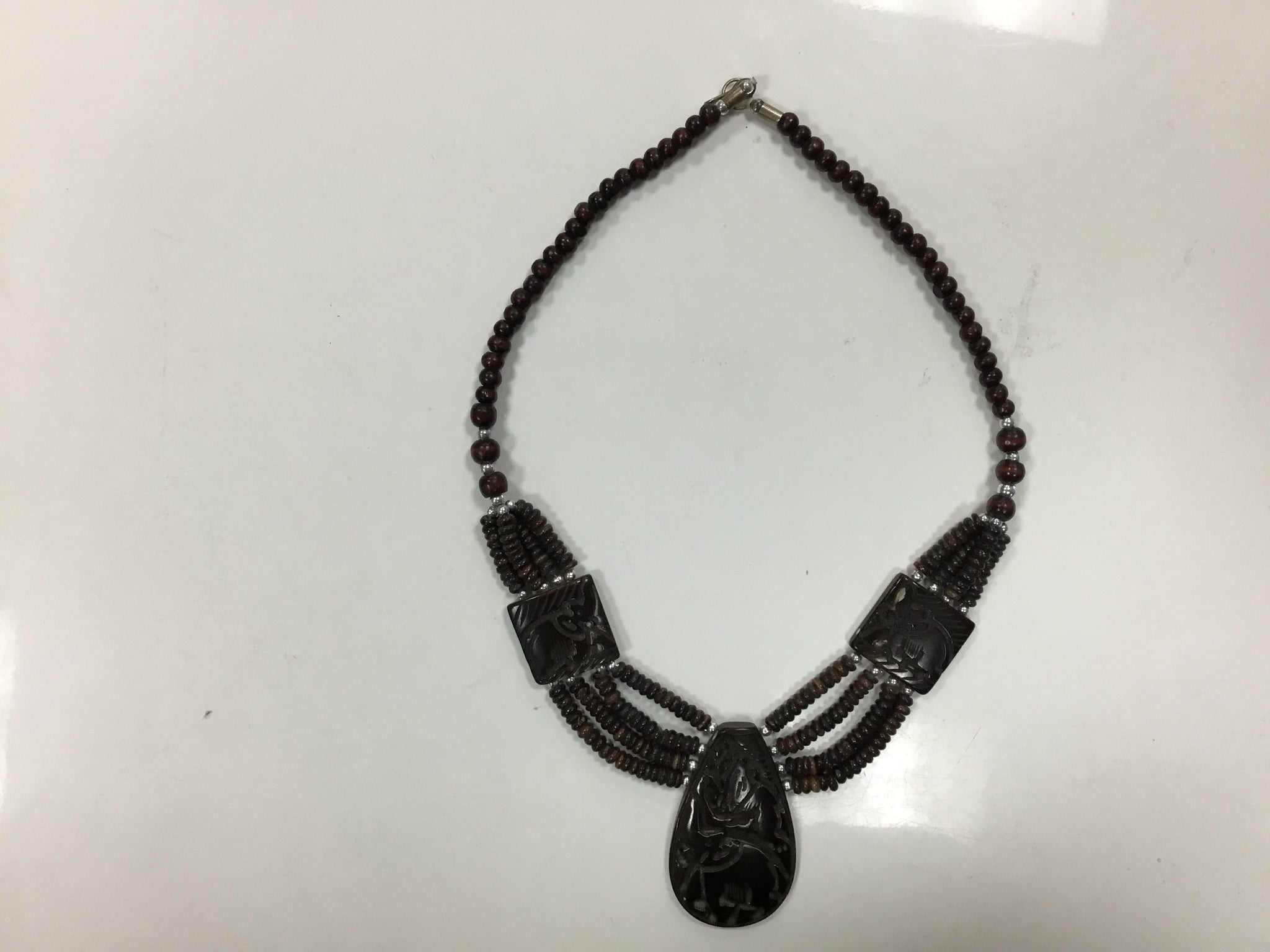 African bone & metal necklace