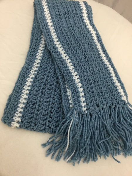 Sky Blue Hand-Knitted Hat and Scarf