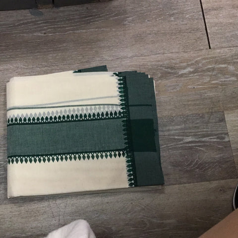 Green and Cream Indian Table Cloth