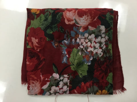 Red floral printed scarf
