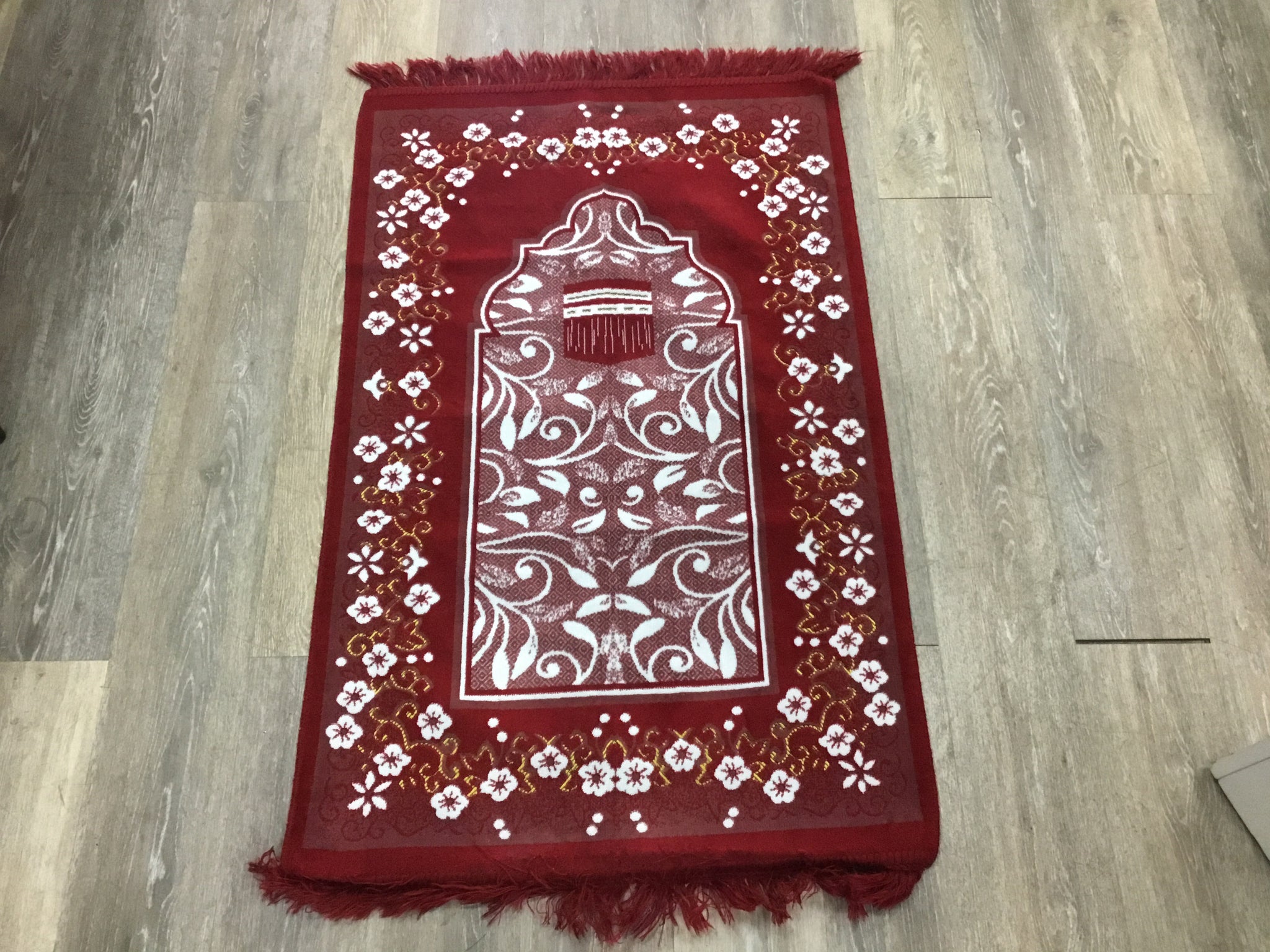 Red prayer rug