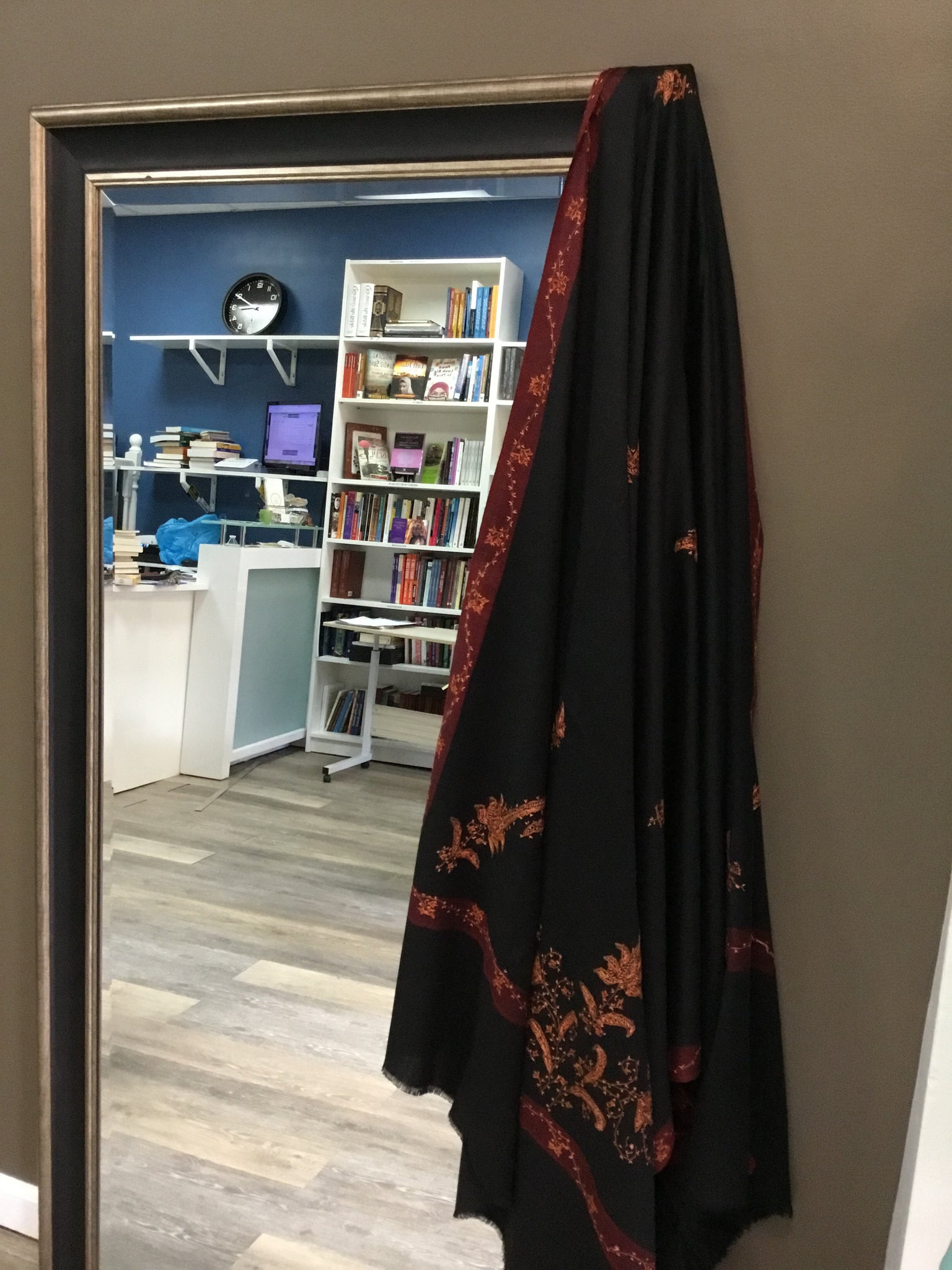 S designs Black embroidered shawl