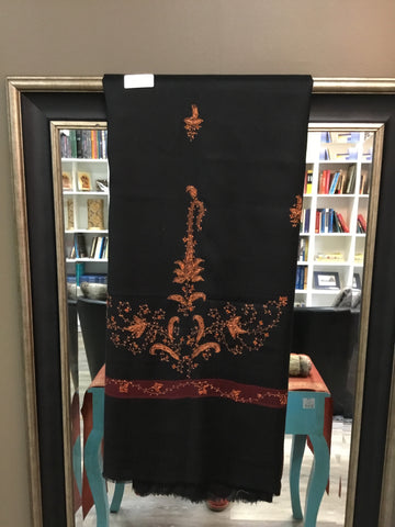Sdesigns black embroidered shawl