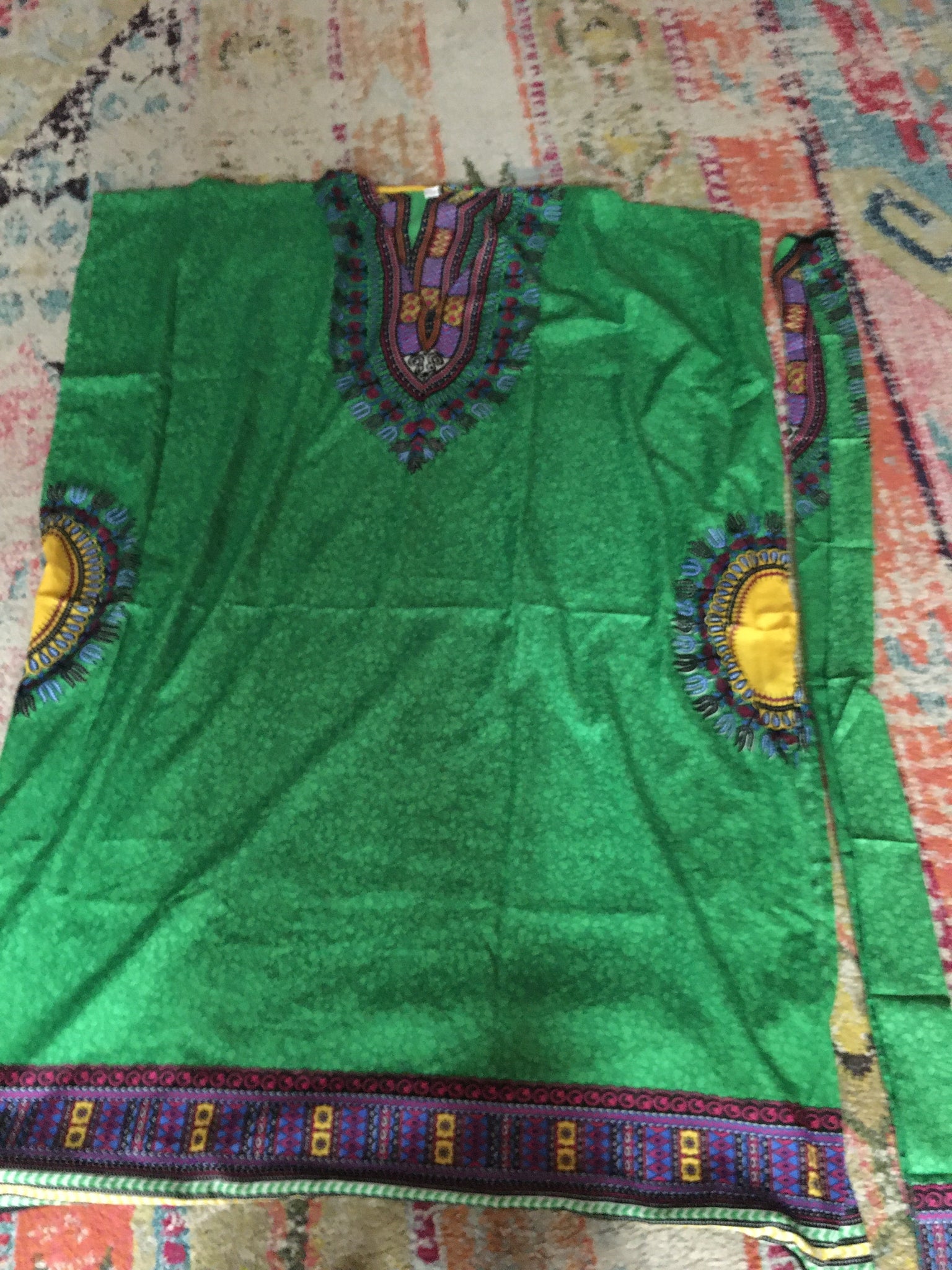 Green African dress & scarf