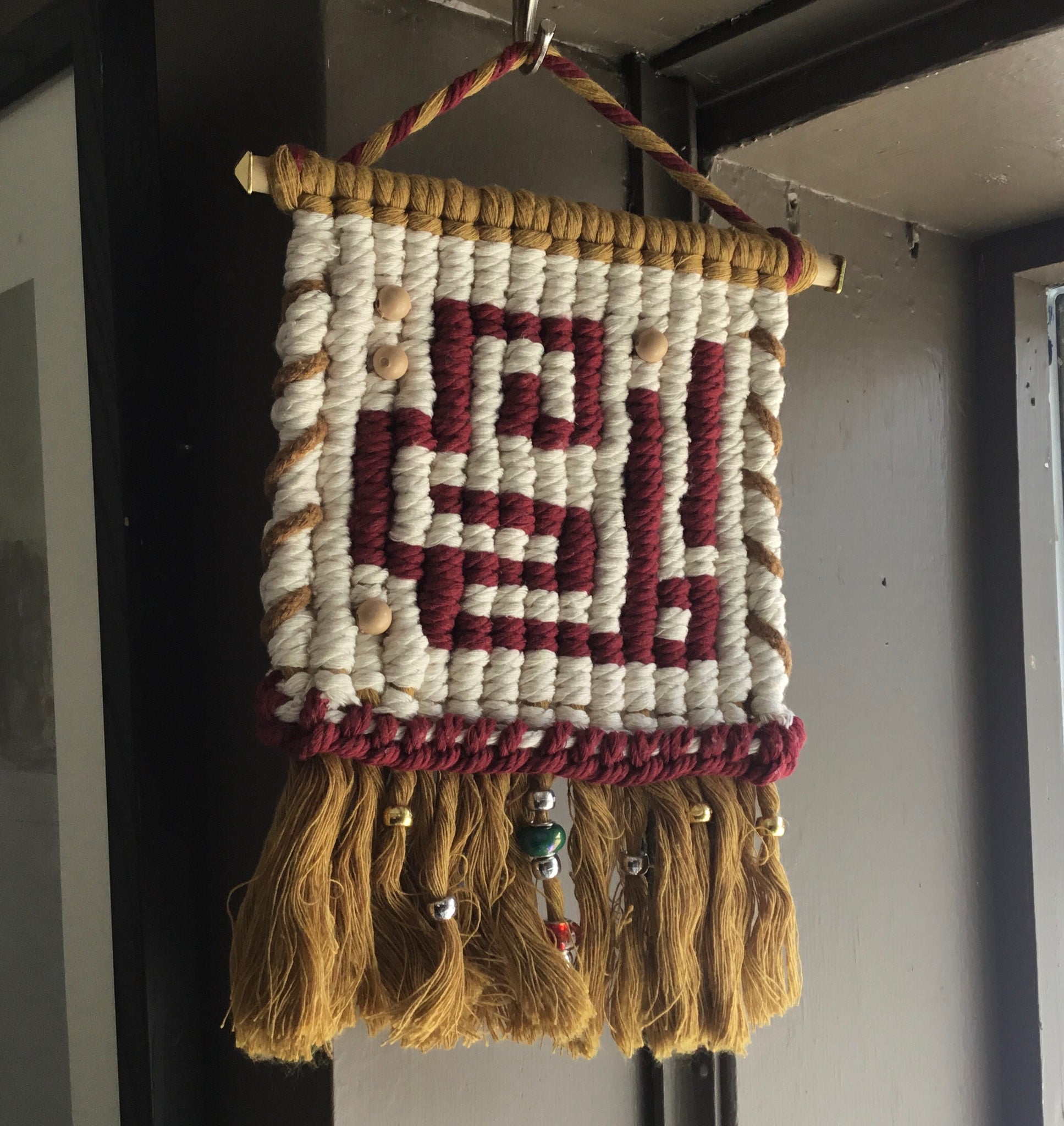 Red & White Arabic Macrame