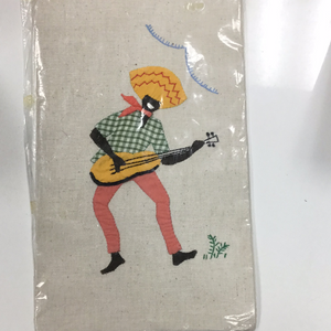 Man Playing Instrument Fabric Art