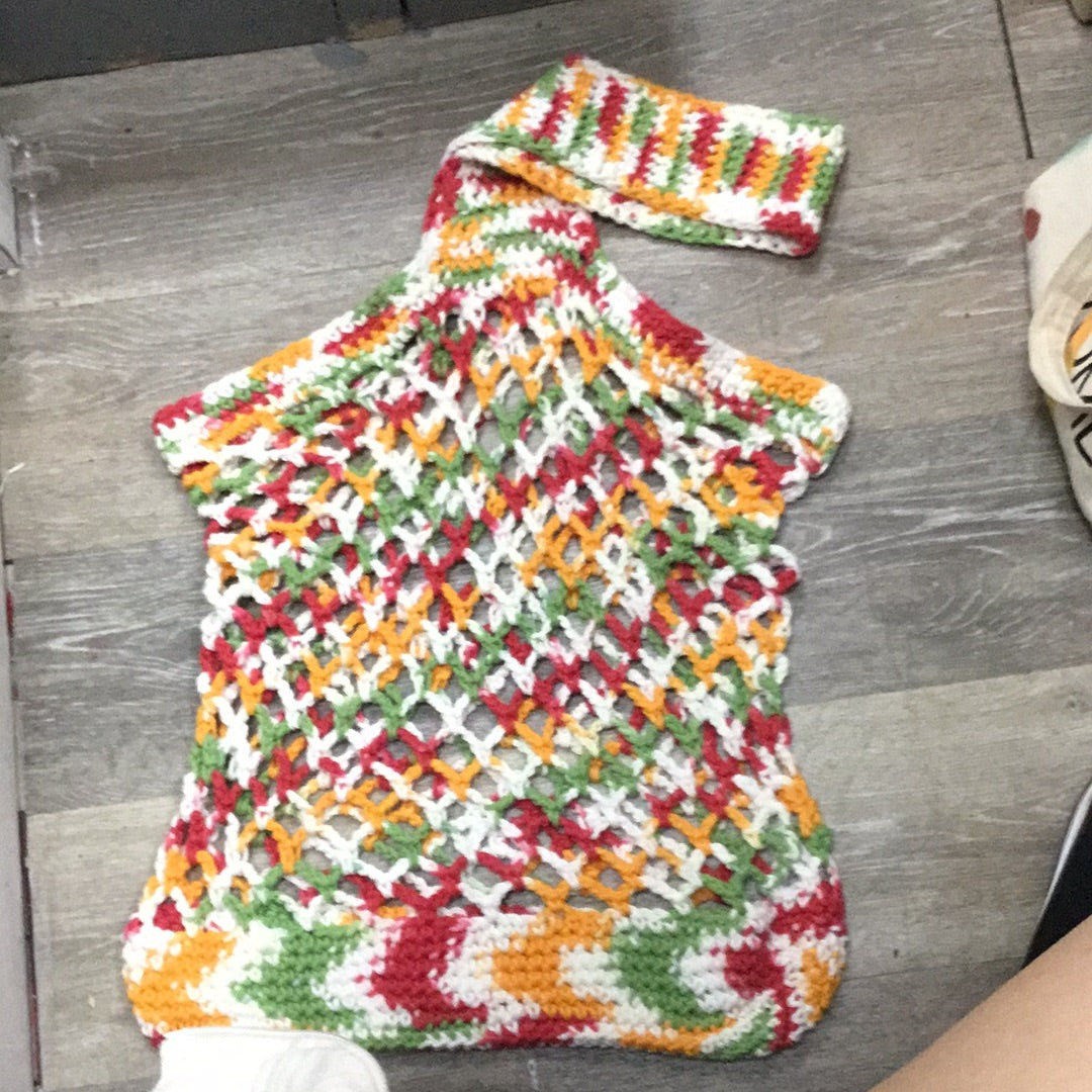 Multi Colored Hand Crocheted Tote Bag