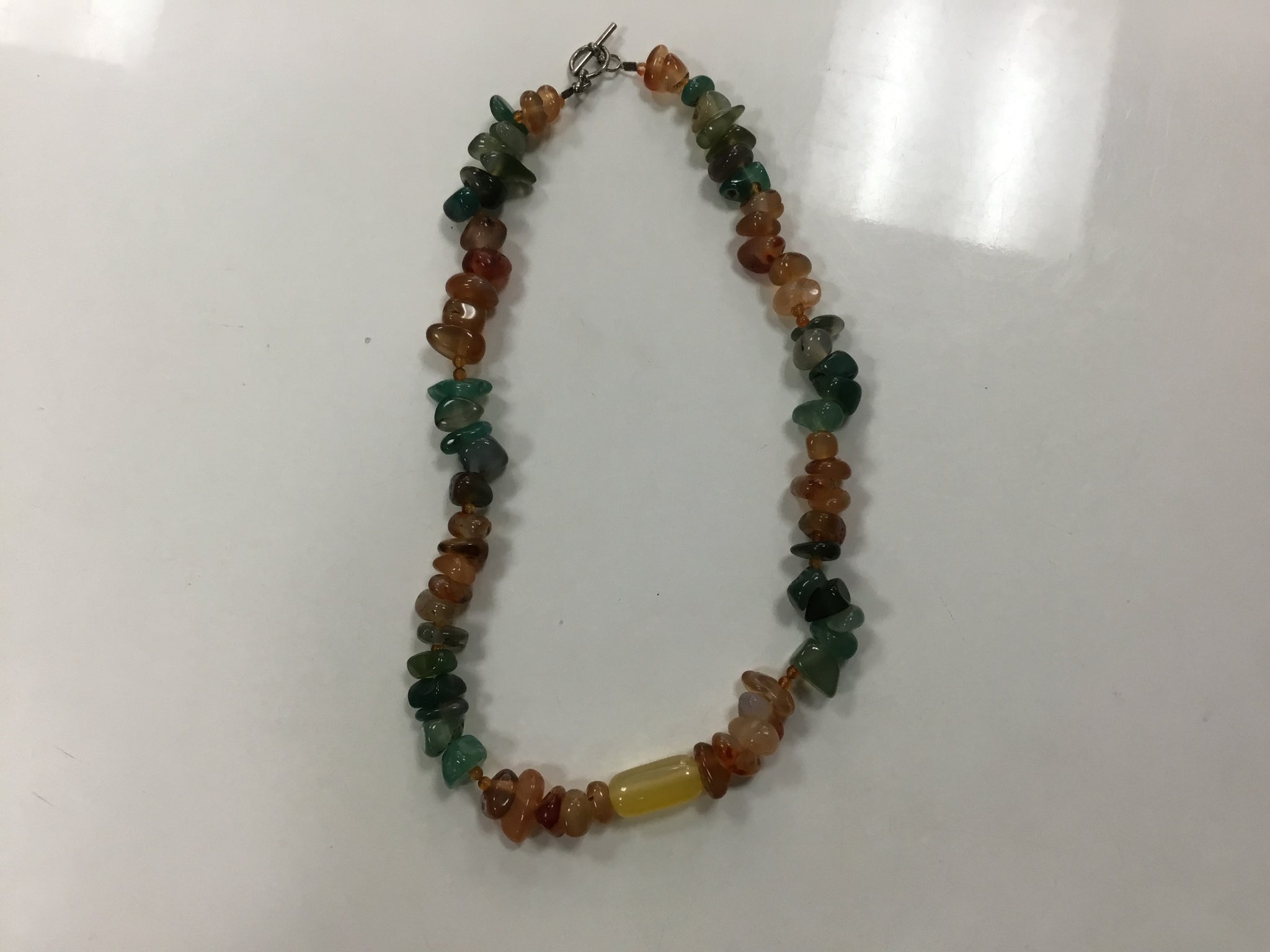 Amber & green Glass stones necklace
