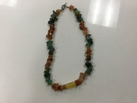 Amber & green Glass stones necklace