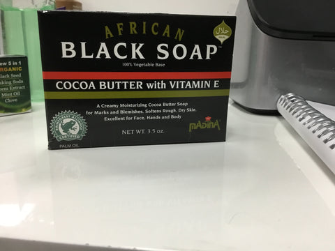 Black soap with cocoa butter