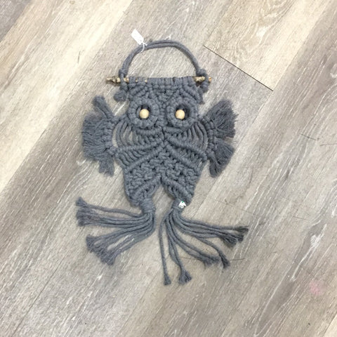 Grey Macrame Owl Art