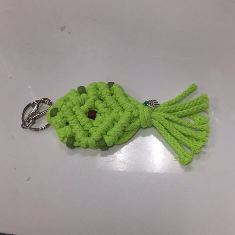 Lime Green Macrame Keychain