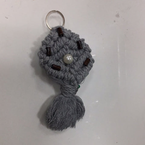 Grey Macrame Keychain
