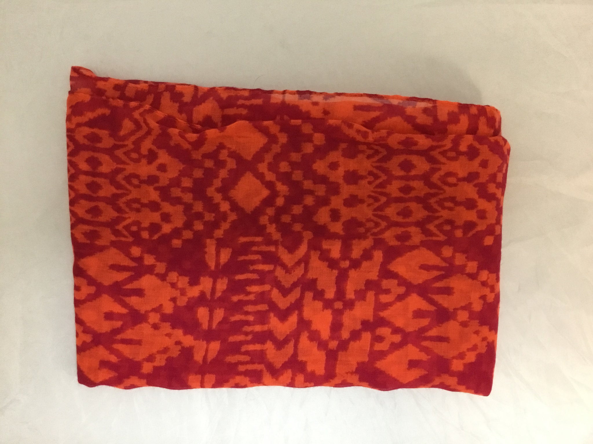 red & orange pattern scarf