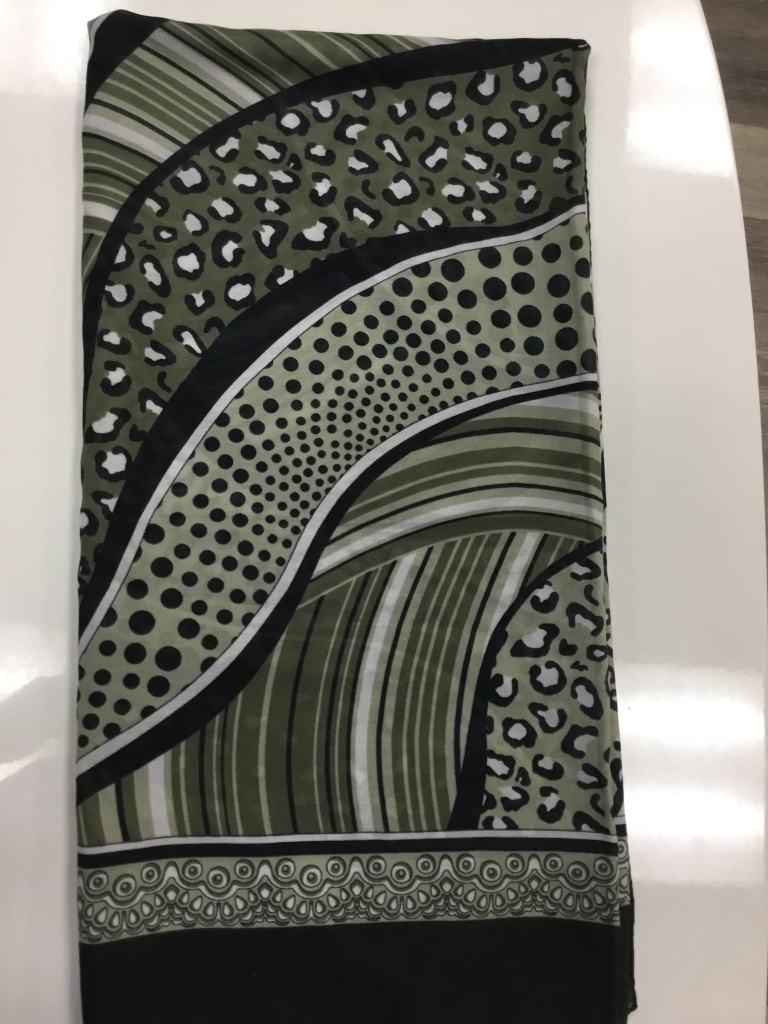 Green animal print scarf