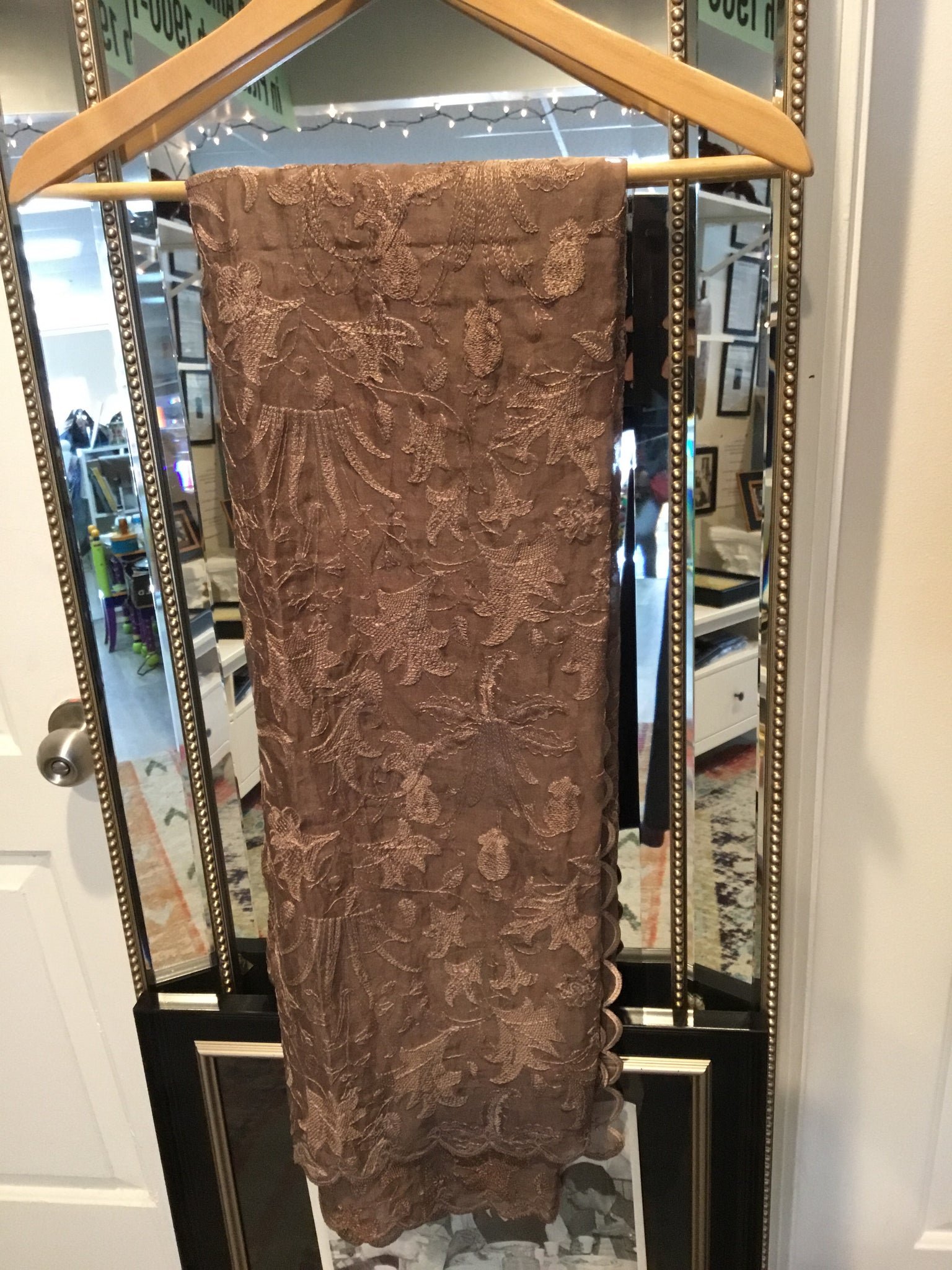 Sdesigns brown embroidered shawl