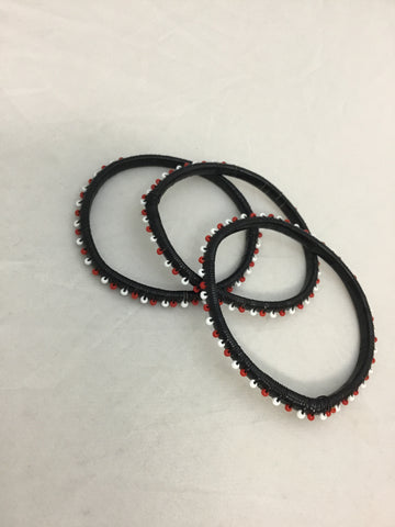 Three Black/Red/White Bracelets