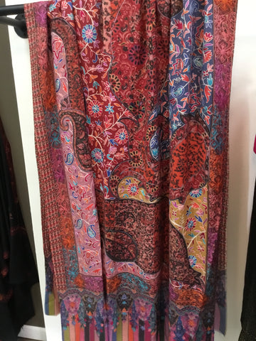 S designs pink embroidered shawl