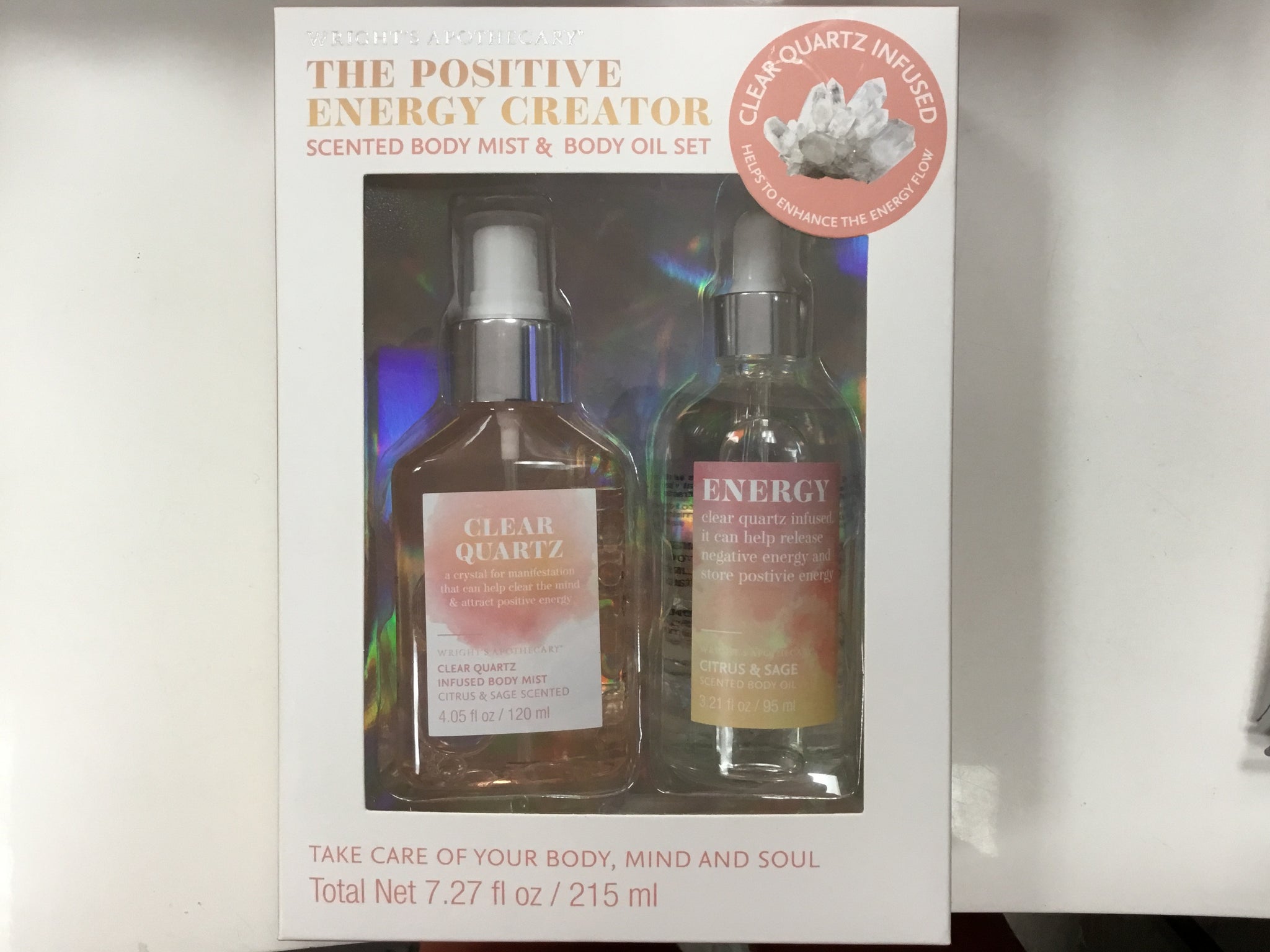 Positive energy scented body mist & body oil set
