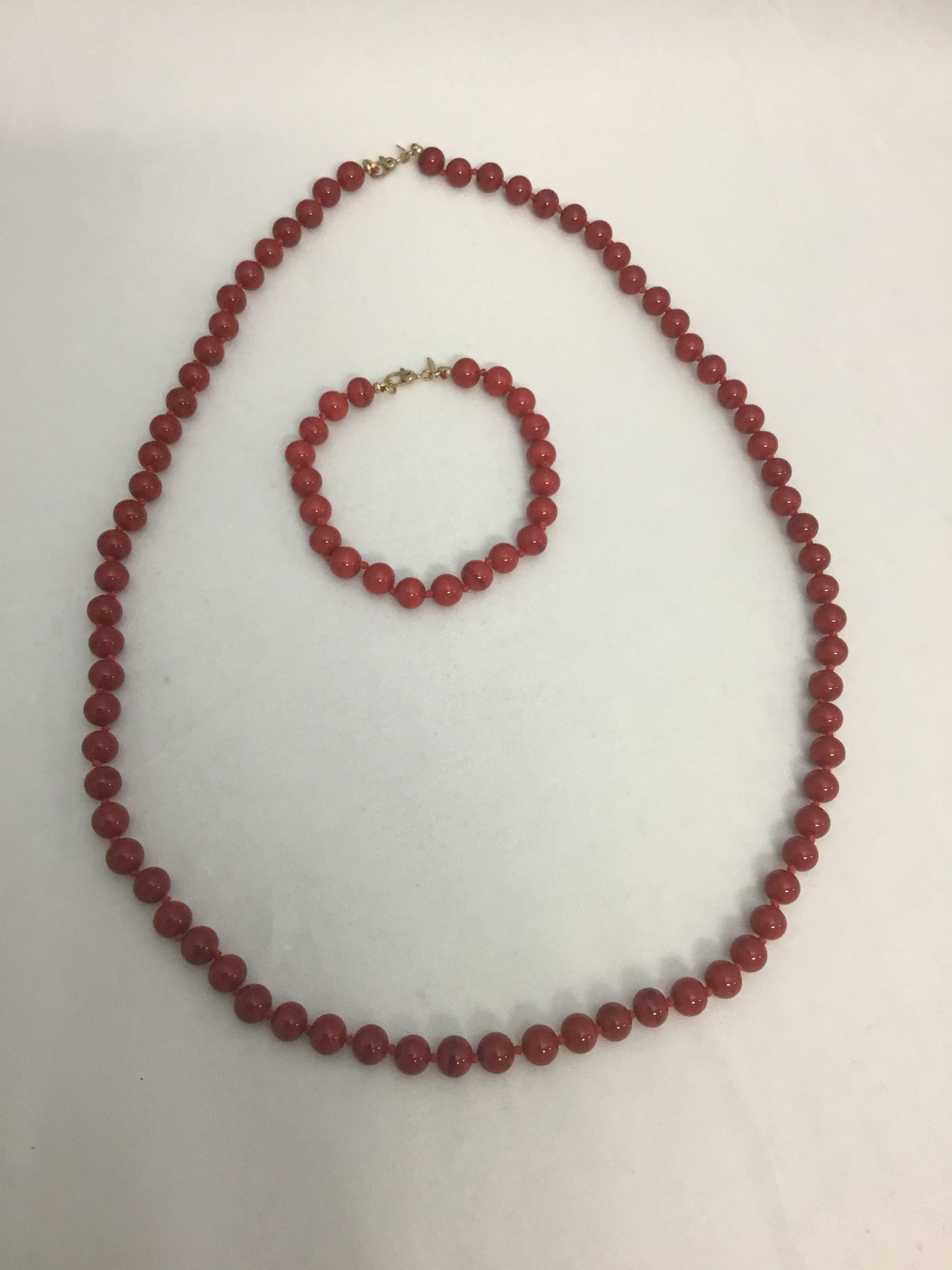 Red Stone Monet Necklace & Bracelet
