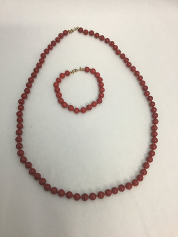 Red Stone Monet Necklace & Bracelet