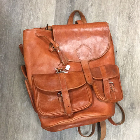 Sienna brown leather backpack