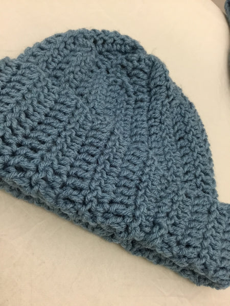 Sky Blue Hand-Knitted Hat and Scarf