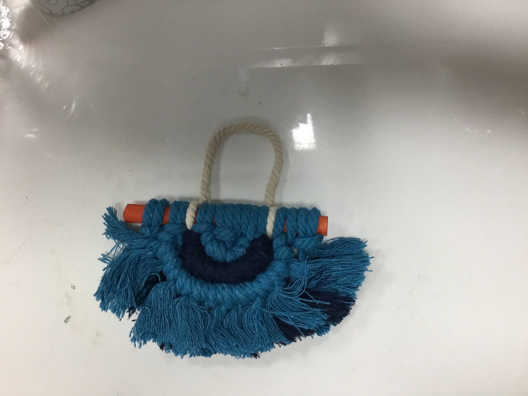 Blue Macrame Art Hanger