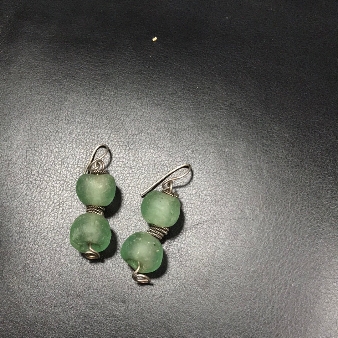 Recycled glass earrings