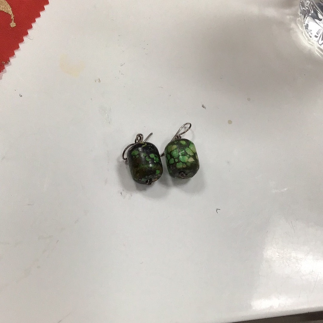 Green speckled earrings
