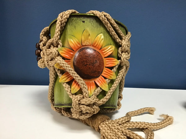 Hanging Sunflower Bucket Macrame
